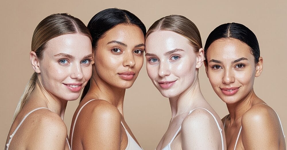 Diverse models showcasing natural beauty and makeup.