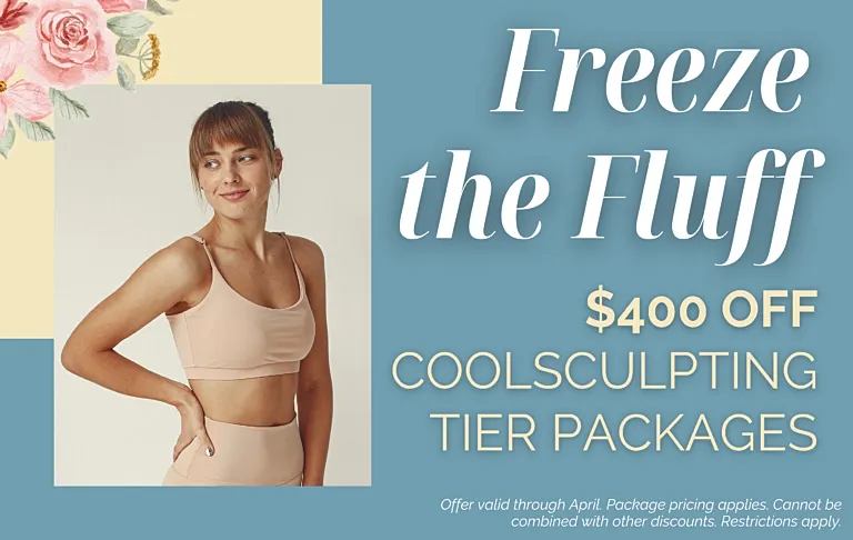 CoolSculpting promotion with model, $400 off.