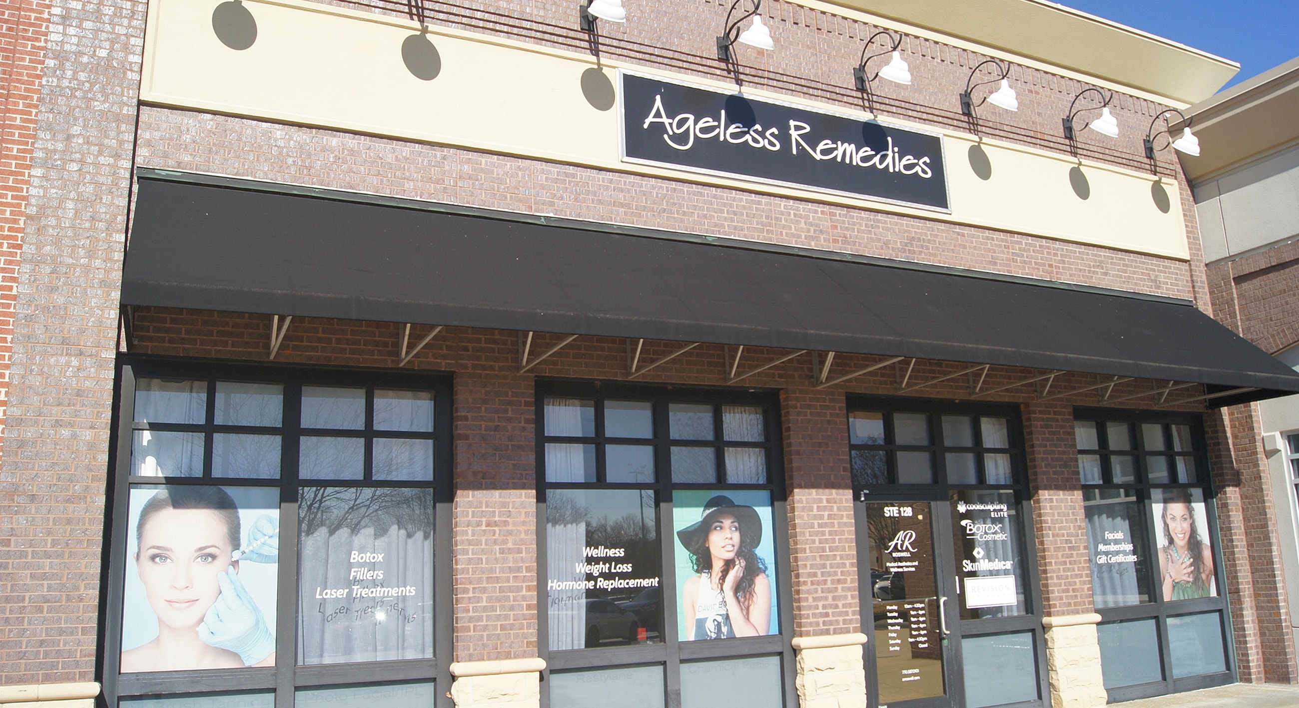 Ageless Remedies front sign and storefront.