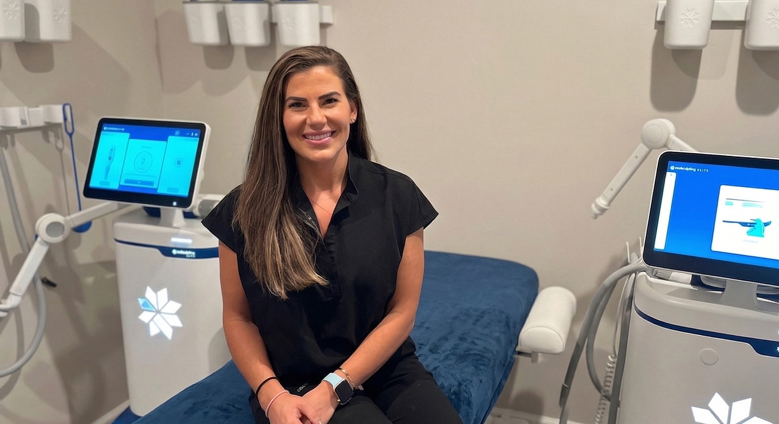 Professional woman in a skincare treatment room.
